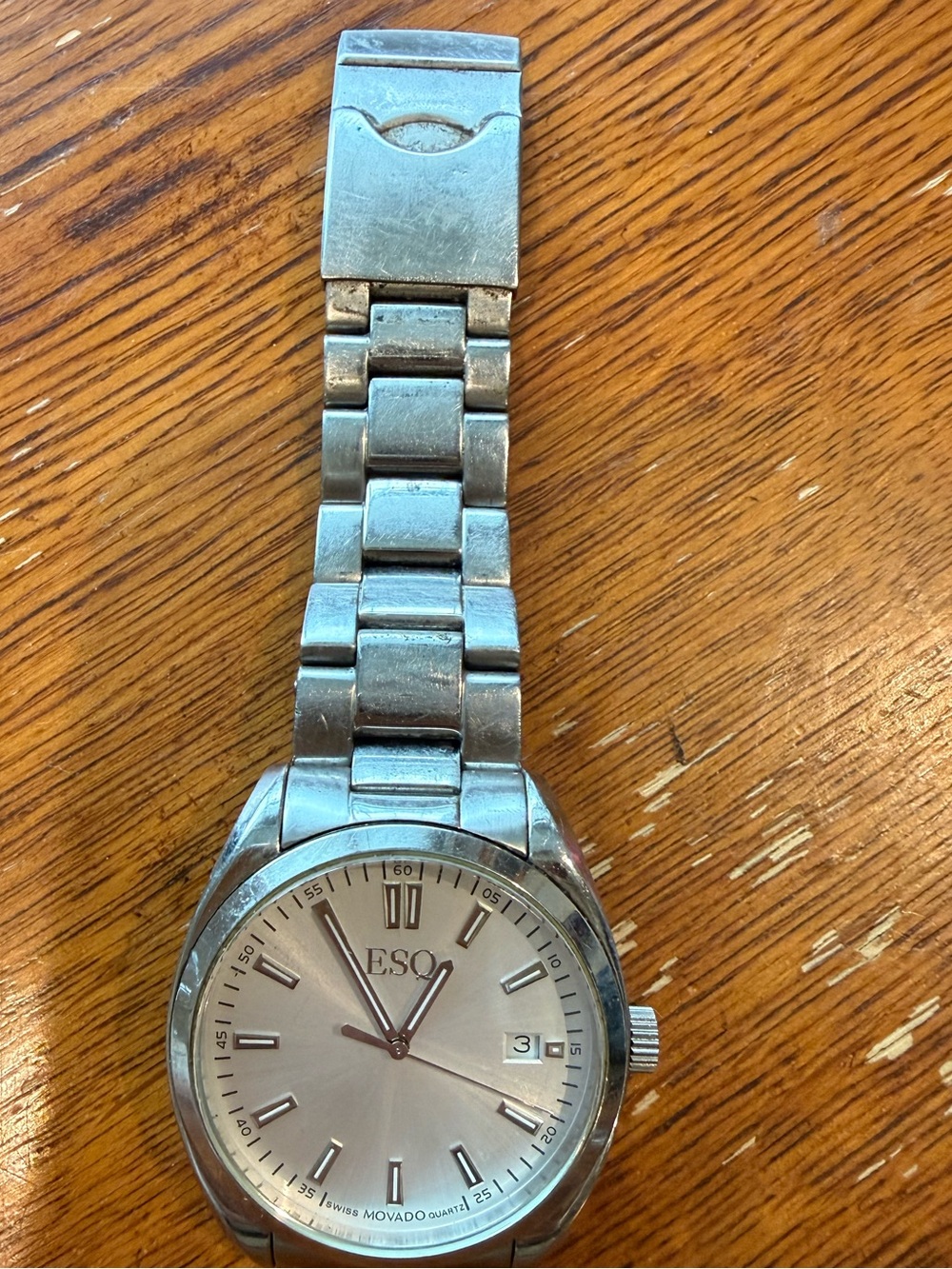 ESQ Men's Watch by Movado Sport Classic Silver Dial Stainless Steel As Is